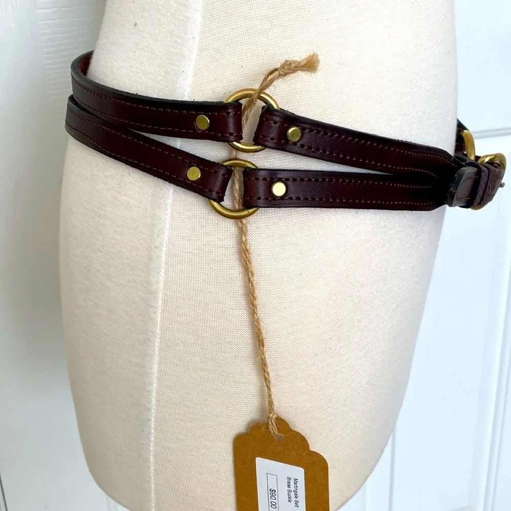 NWT Martingale Leather Belt Brass Buckle Handmade Medium